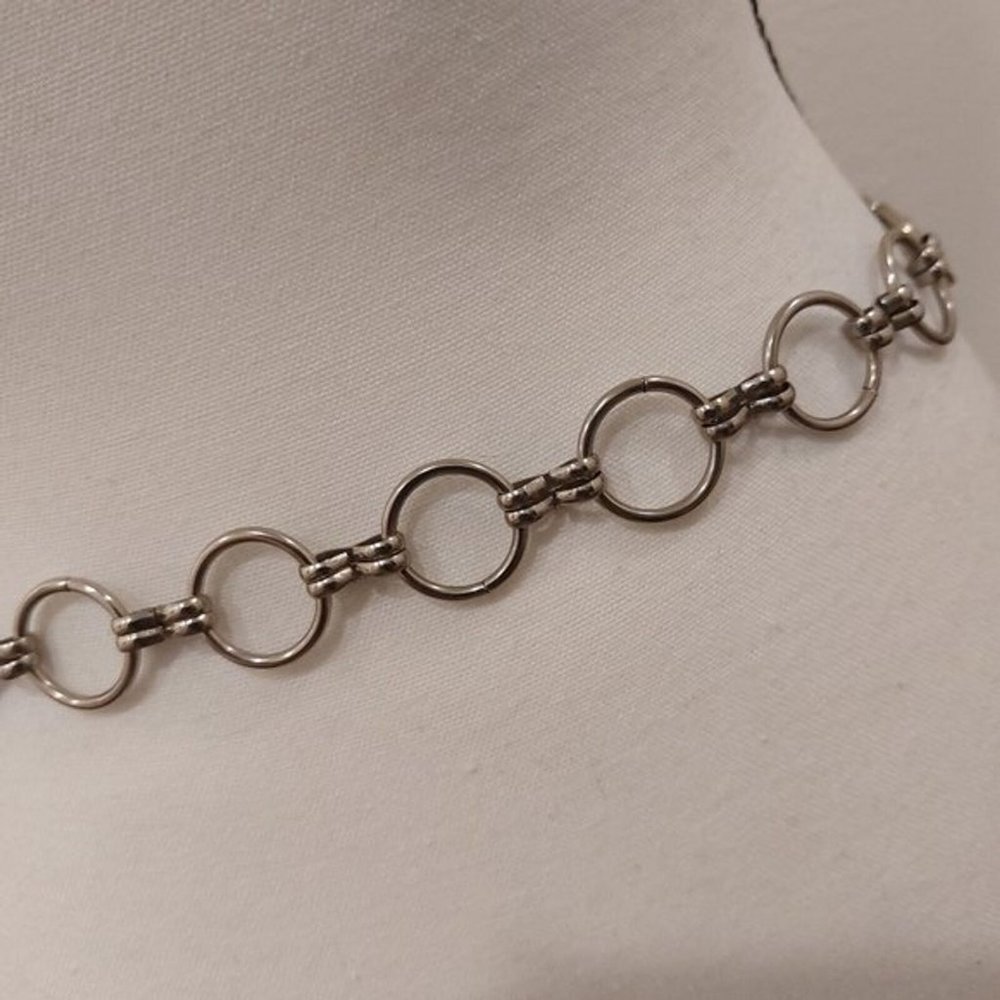 Silver Tone Metal Jump Rings Link Belt with Lanyard Style Clasp - Picture 8 of 8